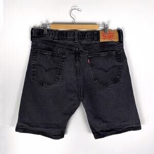 *TAGGED 38 MEASURES 34" Levi's 501 Jean Short Faded Black Denim Button Fly Jorts